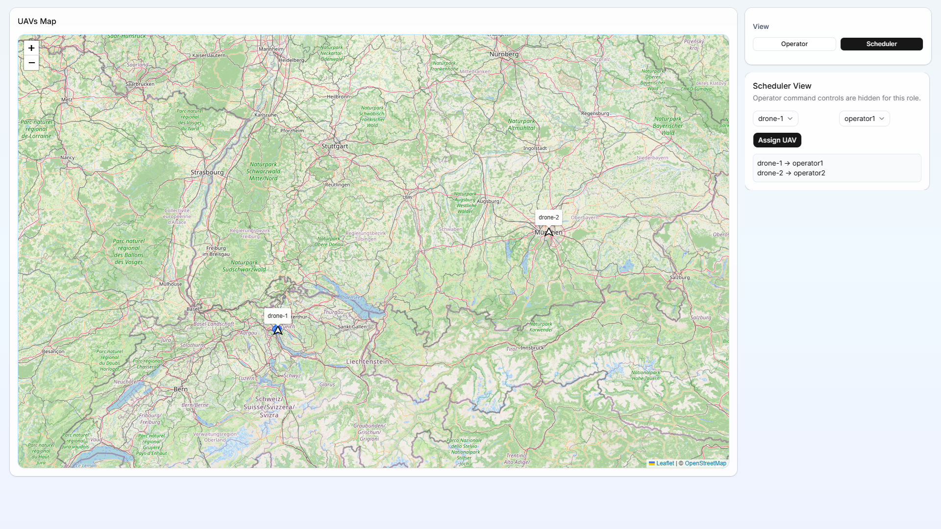 UAV Scheduler Oberfläche